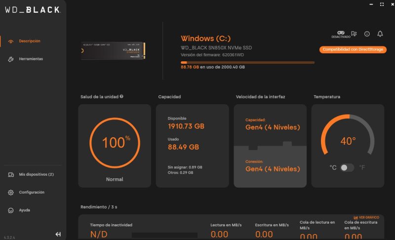 Panel de control SN850X