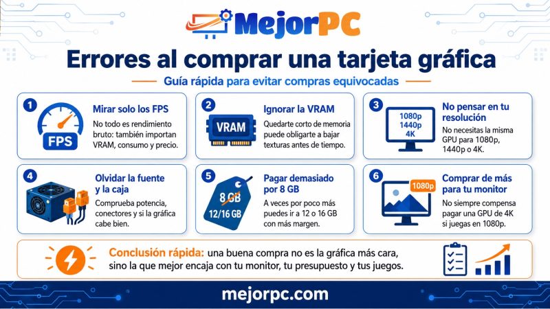 Infografía con errores al comprar una tarjeta gráfica para PC