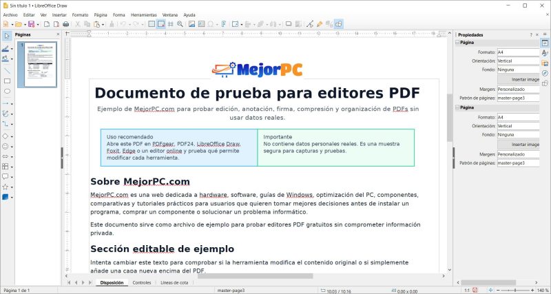 LibreOffice Draw editor de PDF