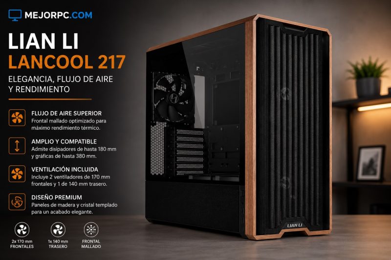 Lian Li Lancool 217, caja PC con frontal mallado, ventiladores frontales grandes y buen airflow para CPU y GPU