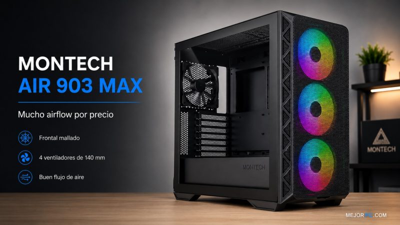 Montech Air 903 Max, caja PC con frontal mallado, 4 ventiladores de 140 mm y buen airflow