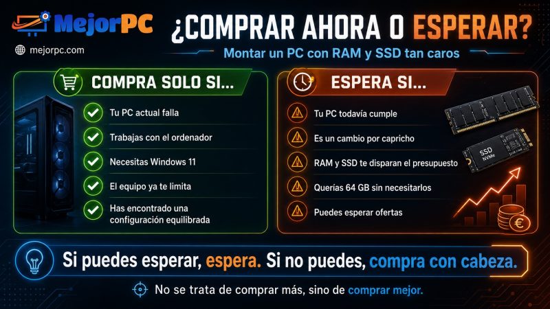 Infografía sobre si comprar ahora o esperar para montar un PC