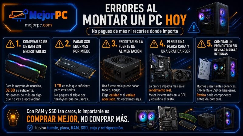 Errores que evitar al montar un PC con RAM y SSD caros
