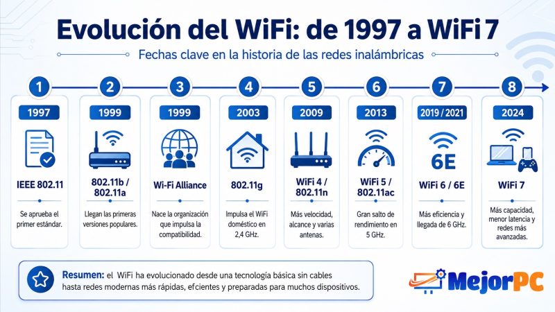 Evolución del WiFi desde 1997 hasta WiFi 7